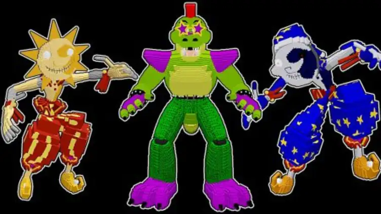 FNaF 9 Security Breach Animatronics for FNaF World (Mod) by