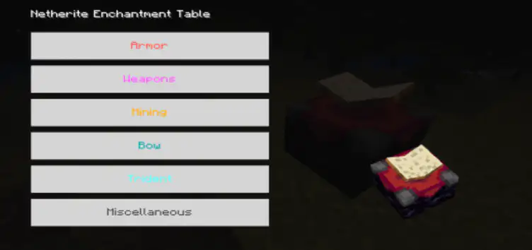 Addon: Netherite Enchantment Table Concept - modsgamer.com