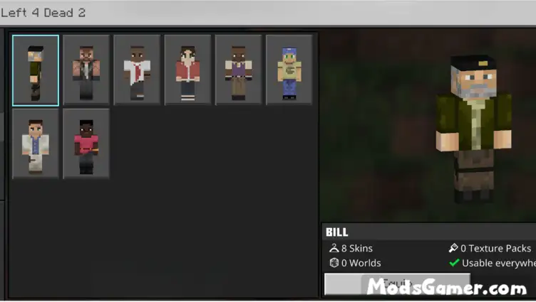 Minecraft PE Left 4 Dead 2 Skin Pack(8 Skins) | ModsGamer.Com