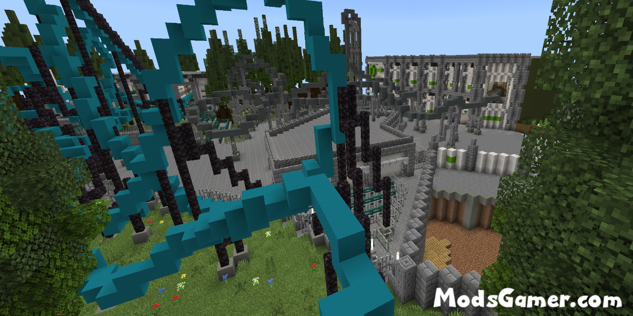 Minecraft PE Azure Lake Theme Park Map | ModsGamer.com