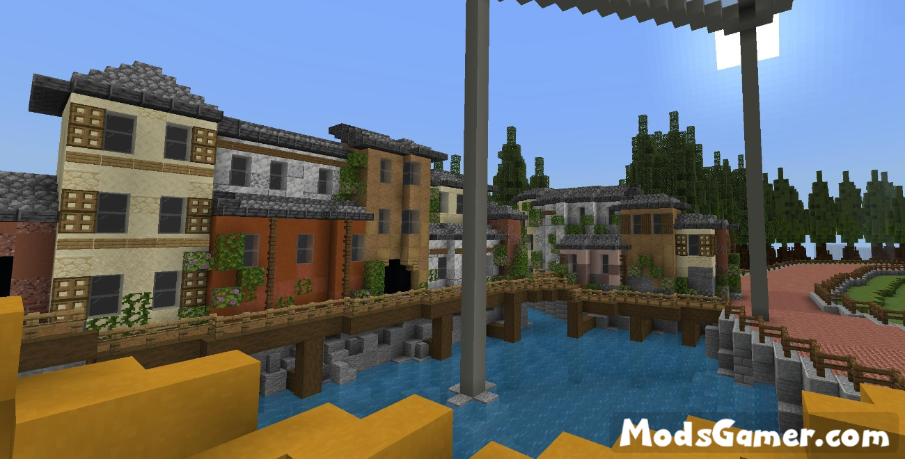 Minecraft PE Azure Lake Theme Park Map | ModsGamer.com
