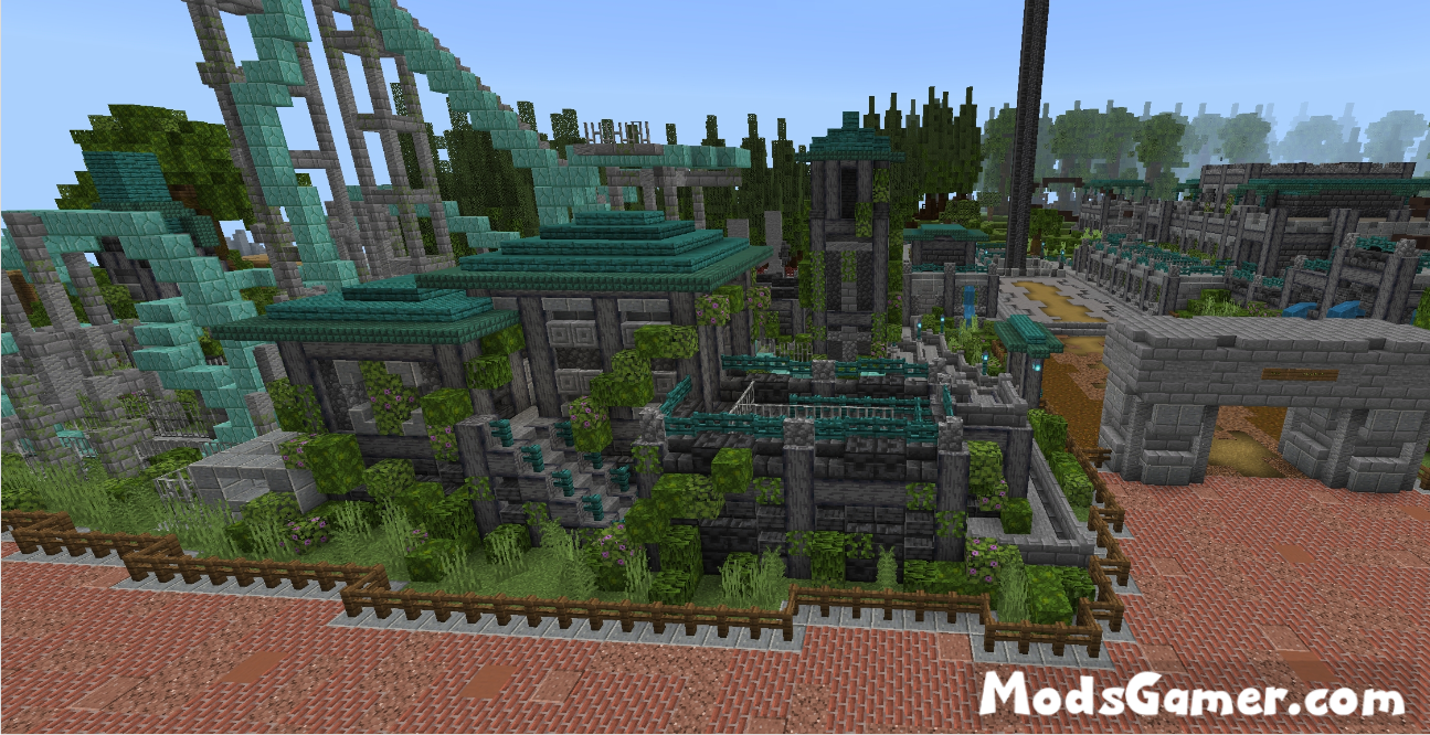 Minecraft PE Azure Lake Theme Park Map | ModsGamer.com