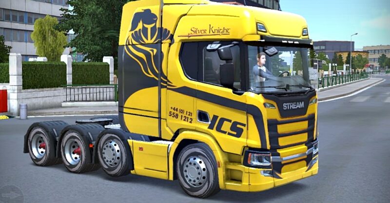 [Stream/RT]Scania ICS Distribution Ltd UK and International Transport Yellow Truck Skin Mod | modsgamer.com